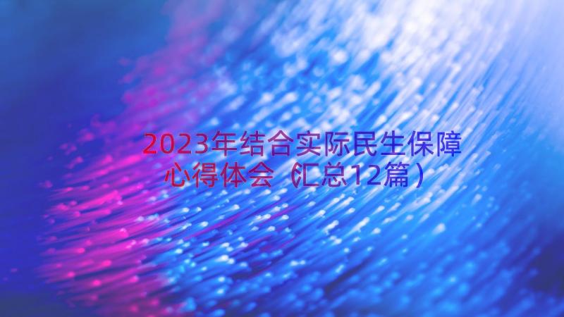 2023年结合实际民生保障心得体会（汇总12篇）