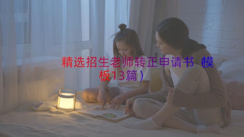 精选招生老师转正申请书（模板13篇）