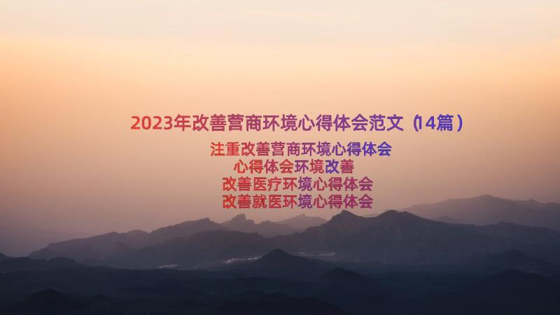 2023年改善营商环境心得体会范文（14篇）