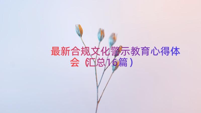 最新合规文化警示教育心得体会（汇总16篇）