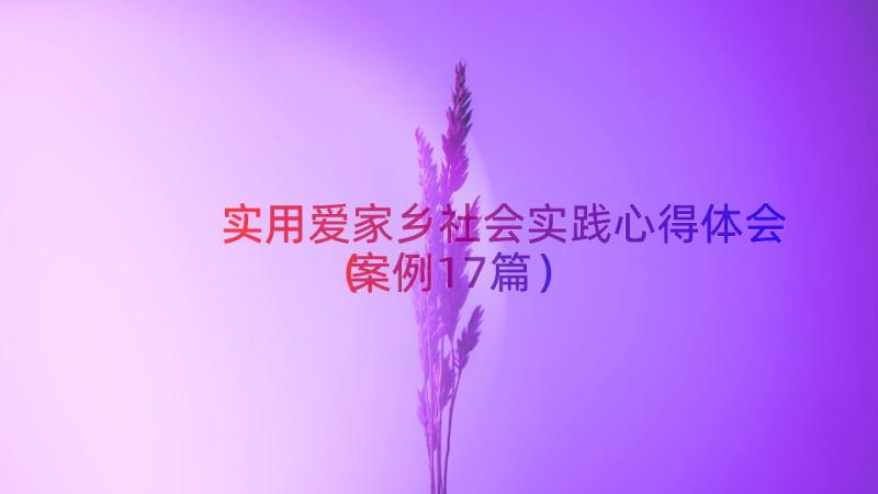 实用爱家乡社会实践心得体会（案例17篇）