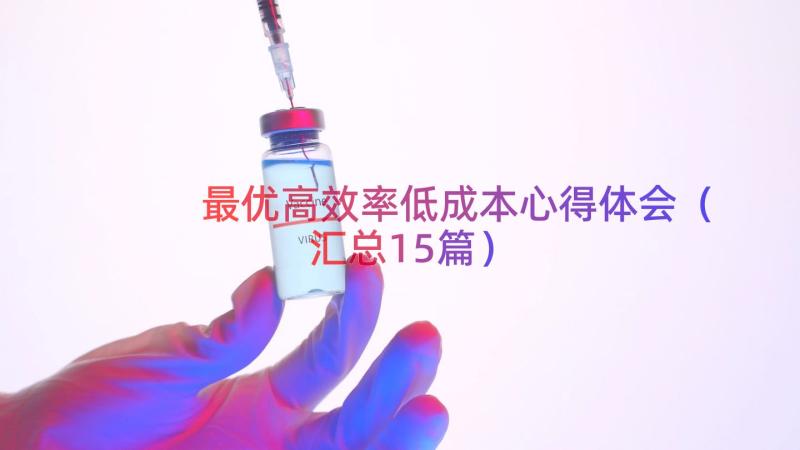 最优高效率低成本心得体会（汇总15篇）