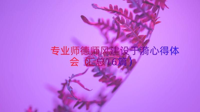 专业师德师风建设于漪心得体会（汇总16篇）