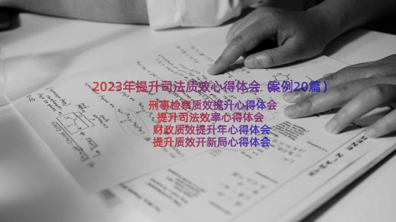 2023年提升司法质效心得体会（案例20篇）