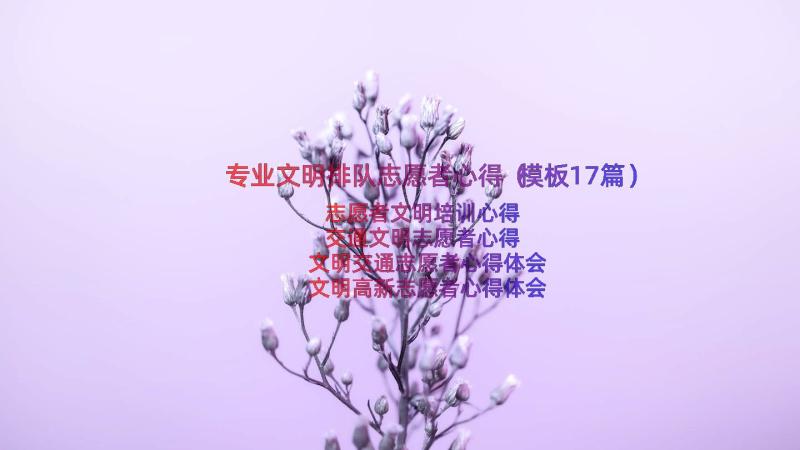 专业文明排队志愿者心得（模板17篇）