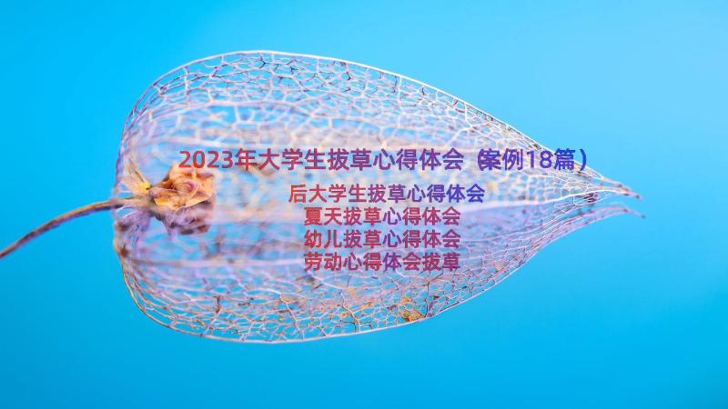 2023年大学生拔草心得体会（案例18篇）