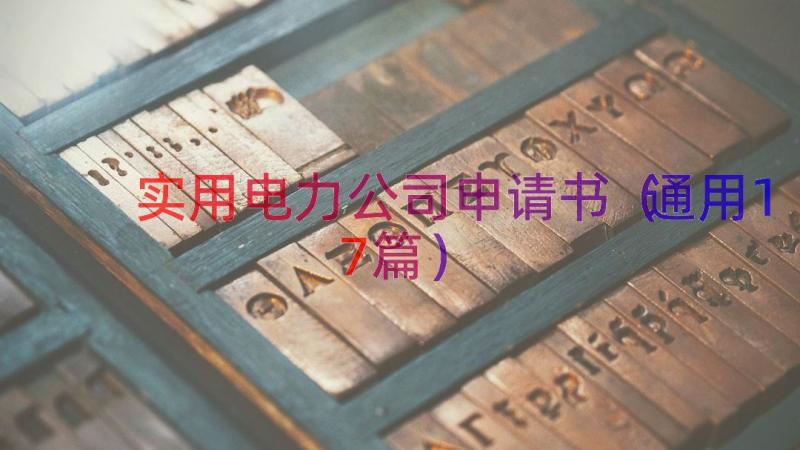 实用电力公司申请书（通用17篇）