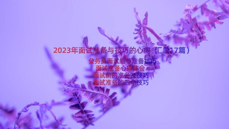 2023年面试准备与技巧的心得（汇总17篇）