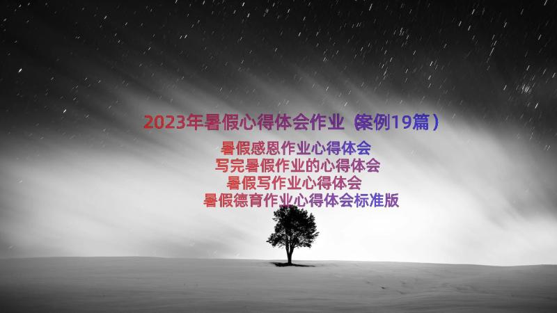 2023年暑假心得体会作业（案例19篇）