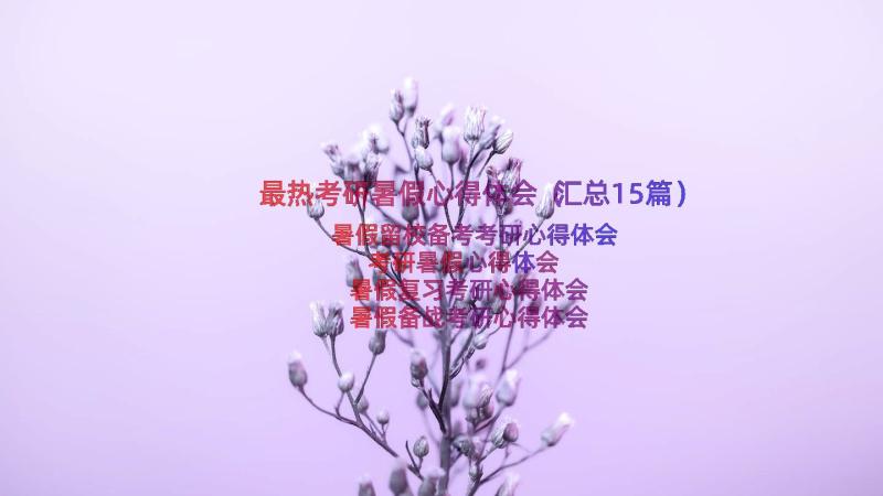 最热考研暑假心得体会（汇总15篇）