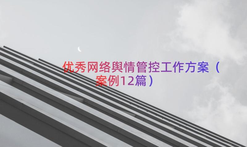 优秀网络舆情管控工作方案（案例12篇）