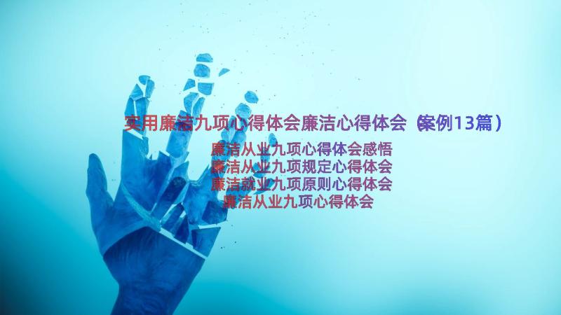 实用廉洁九项心得体会廉洁心得体会（案例13篇）