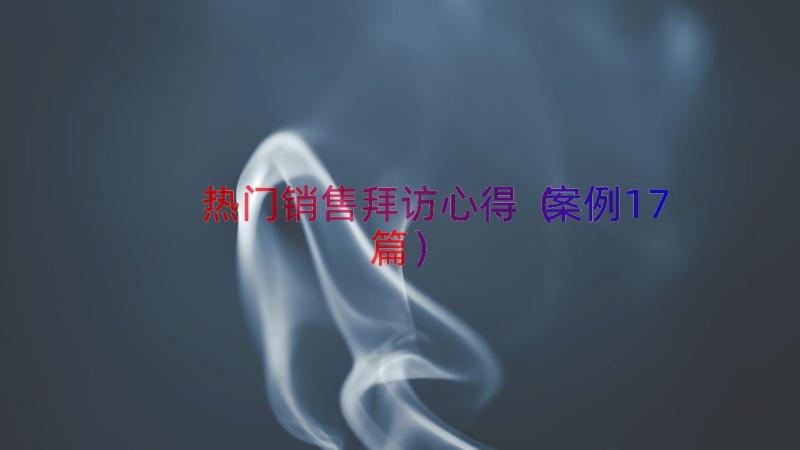 热门销售拜访心得（案例17篇）