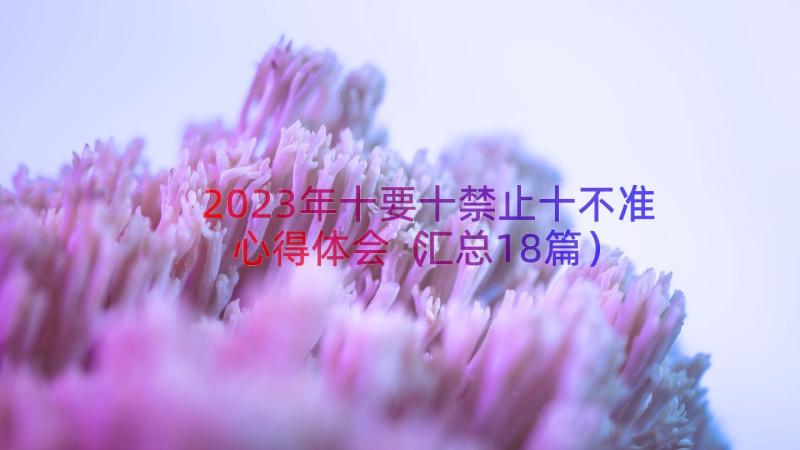 2023年十要十禁止十不准心得体会（汇总18篇）