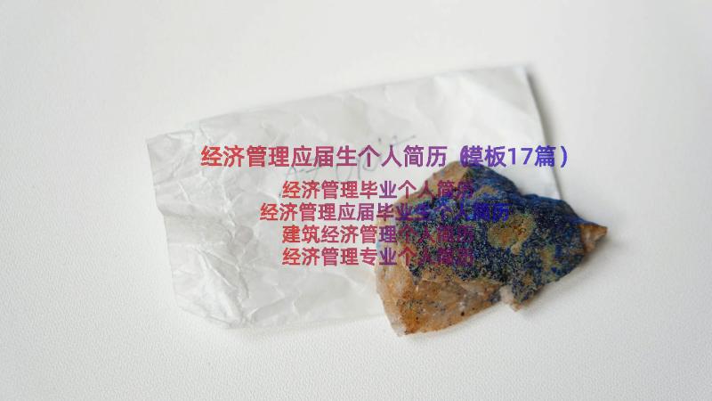 经济管理应届生个人简历（模板17篇）