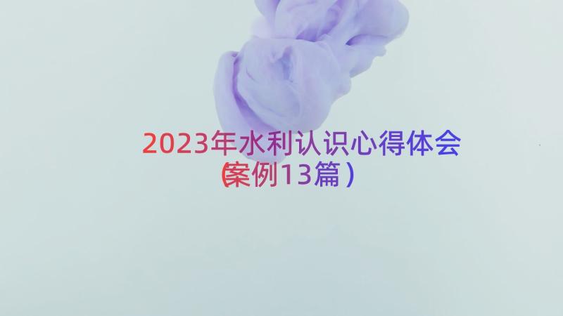 2023年水利认识心得体会（案例13篇）