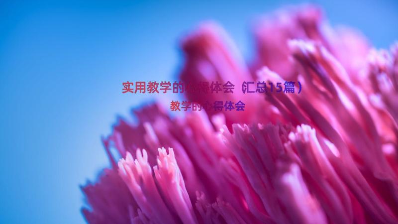 实用教学的心得体会（汇总15篇）