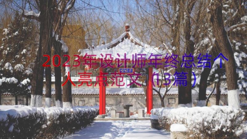 2023年设计师年终总结个人亮点范文（13篇）