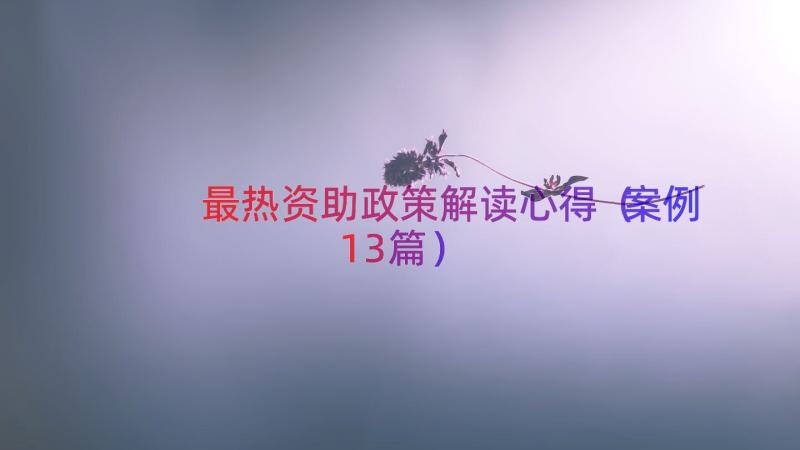 最热资助政策解读心得（案例13篇）