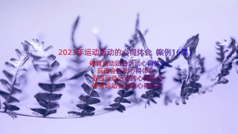 2023年运动活动的心得体会（案例16篇）