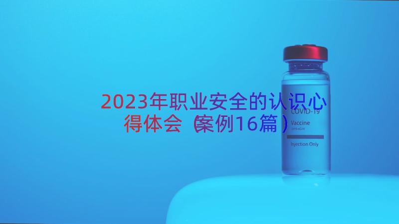 2023年职业安全的认识心得体会（案例16篇）