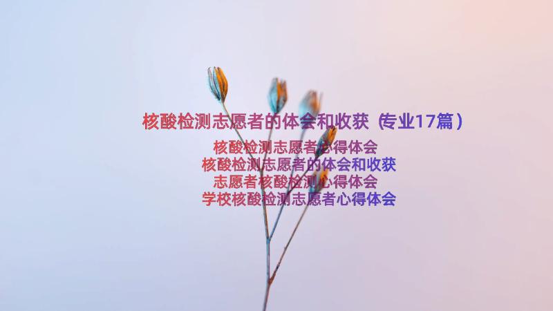 核酸检测志愿者的体会和收获（专业17篇）