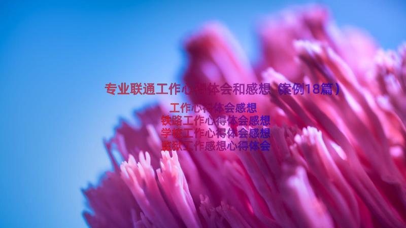 专业联通工作心得体会和感想（案例18篇）