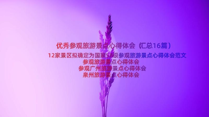 优秀参观旅游景点心得体会（汇总16篇）