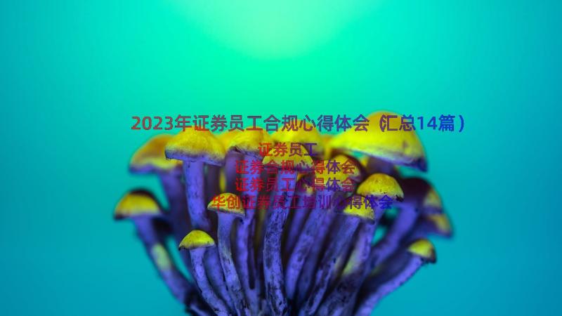 2023年证券员工合规心得体会（汇总14篇）