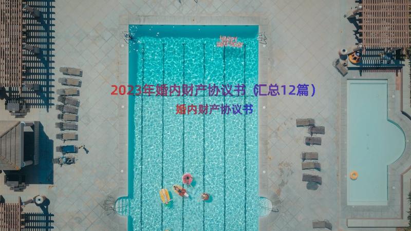 2023年婚内财产协议书（汇总12篇）