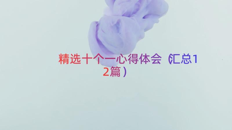 精选十个一心得体会（汇总12篇）