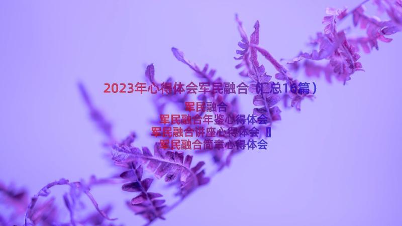 2023年心得体会军民融合（汇总16篇）