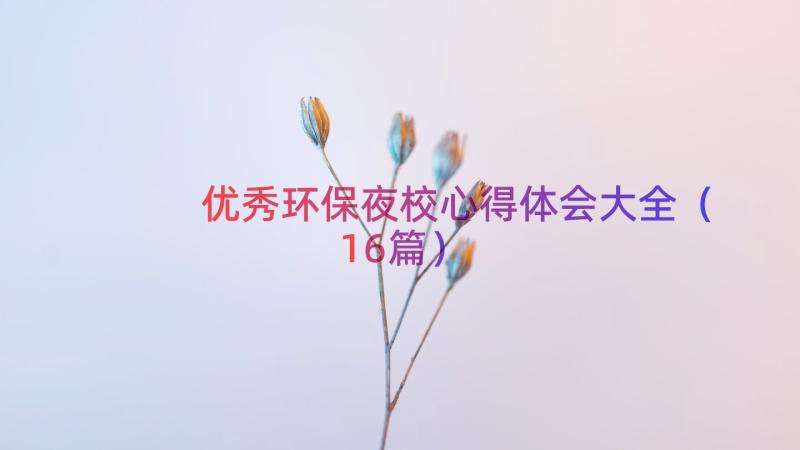 优秀环保夜校心得体会大全（16篇）