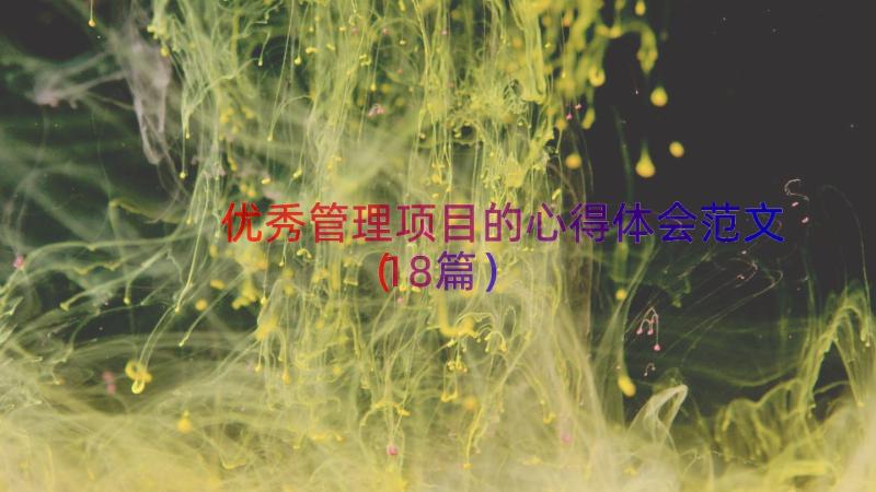 优秀管理项目的心得体会范文（18篇）