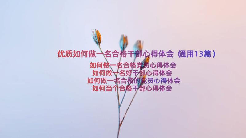 优质如何做一名合格干部心得体会（通用13篇）