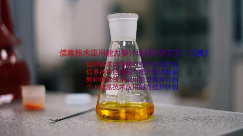 信息技术应用能力提升培训计划范文（15篇）