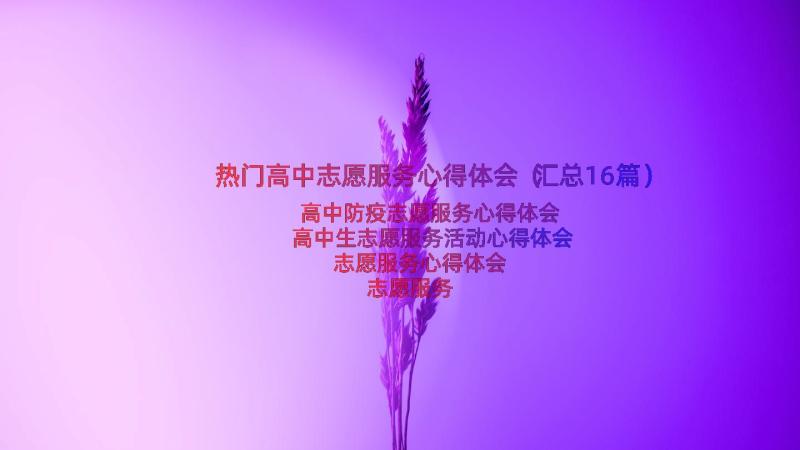 热门高中志愿服务心得体会（汇总16篇）