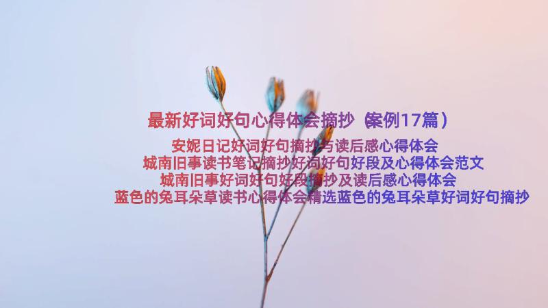 最新好词好句心得体会摘抄（案例17篇）