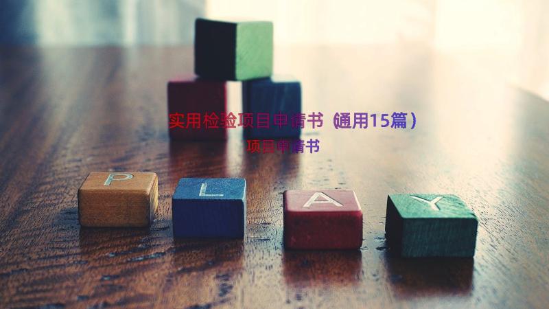 实用检验项目申请书（通用15篇）