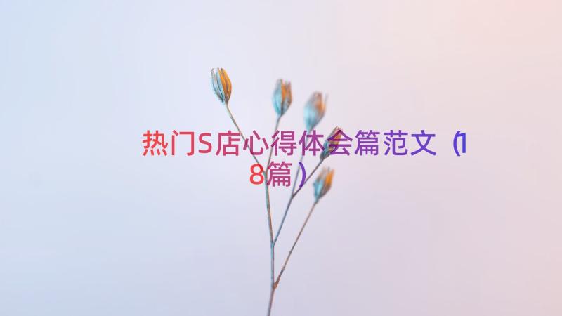 热门S店心得体会篇范文（18篇）