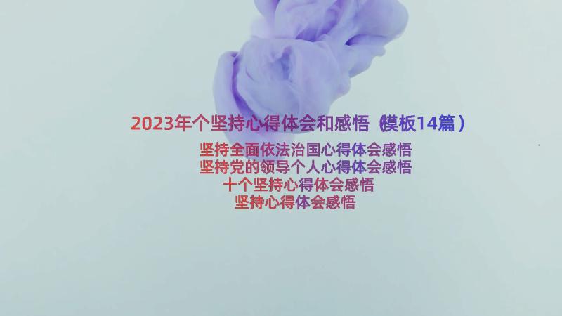 2023年个坚持心得体会和感悟（模板14篇）