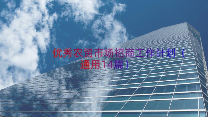 优秀农贸市场招商工作计划（通用14篇）