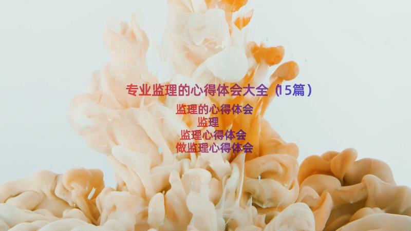 专业监理的心得体会大全（15篇）