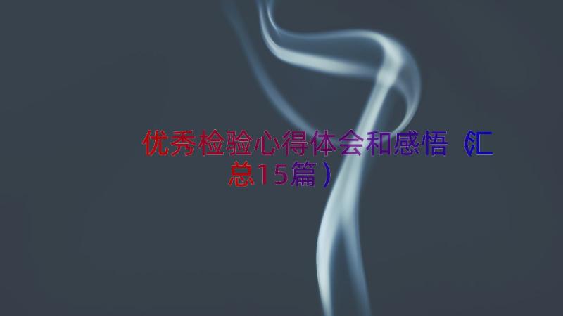 优秀检验心得体会和感悟（汇总15篇）