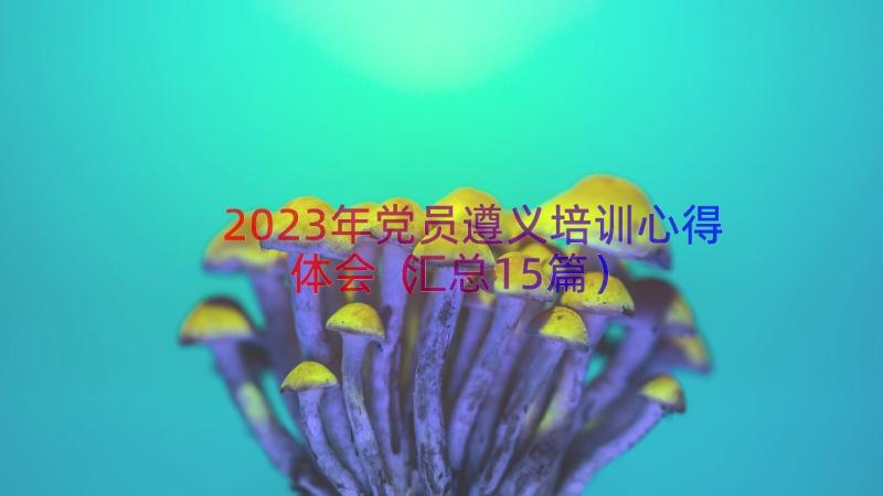 2023年党员遵义培训心得体会（汇总15篇）