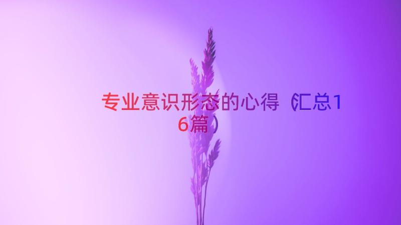 专业意识形态的心得（汇总16篇）