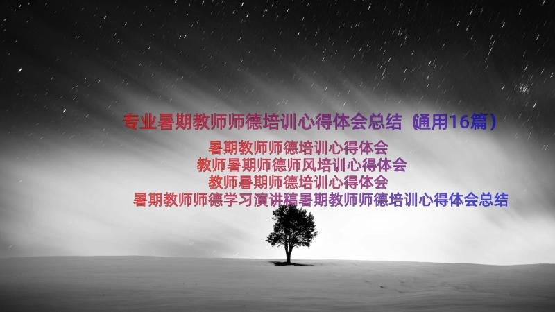 专业暑期教师师德培训心得体会总结（通用16篇）