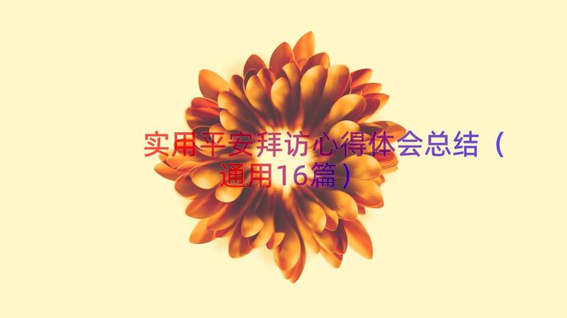 实用平安拜访心得体会总结（通用16篇）