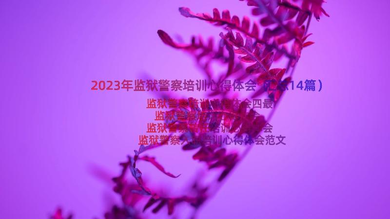 2023年监狱警察培训心得体会（汇总14篇）