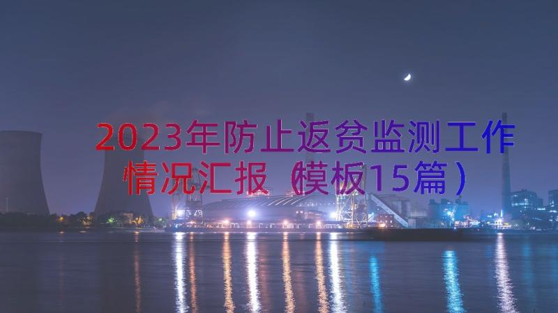 2023年防止返贫监测工作情况汇报（模板15篇）